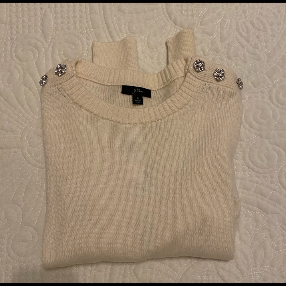 J. Crew Rhinestone IVORY sweater - Picture 2 of 3